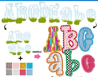 Preppy Doodle Alphabet Bundle Canva Frame Template | Letter Sublimation | Font Canva Frame |  Fill in Alphabet | Canva Frame Monogram