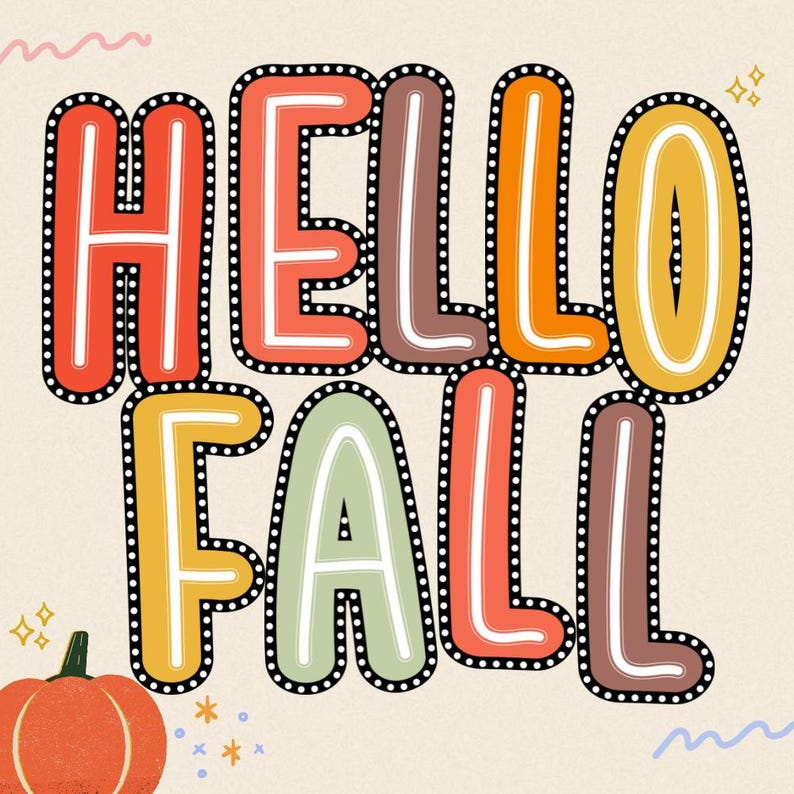 Autumn Bulletin Board Doodle Letters: Kindergarten, Teacher, School ...