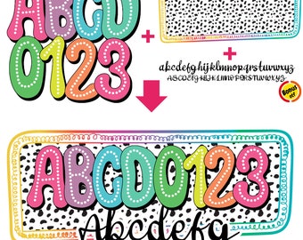 Heldere doodle Dalmatische stip met achtergrond Png, aangepaste Dalmatische stip, 15 Dalmatische kleurrijke achtergrond PNG, digitale download, lettertype Duo,