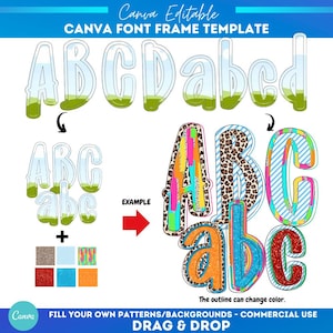Preppy Canva frame font letters | Doodle Canva Frame | Fill in Font Alphabet | Canva Frame Doodle | Canva alpha fonts
