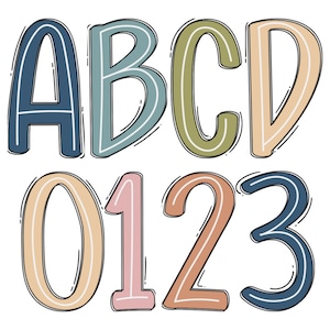 scribble lines png, Boho color palette, doodle alpha, Retro Doodle, Scribble Alphabets, white center line Sublimation Designs