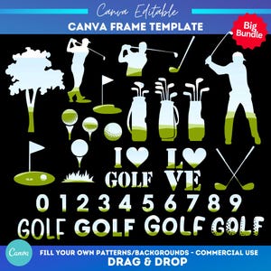 Golf Canva Vorlagen | Ziehen Sie die Leinwandrahmen | dein eigenes png machen | Sublimationsdruck | Preppy Golf png | Golf Mama | Golf Shirt PNG