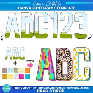 Varsity alphabet Canva frame letters | drag and drop | make your own png | Canva frames bundle | Sport Font | Jersey letters