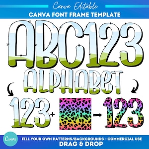 Plantilla editable de Canva con marco de alfabeto con letras dibujadas a mano / Plantilla de fuente editable / Marcos personalizables con arrastrar y soltar / Plantilla de letra rellenable