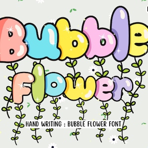 Bubble Flowers Font procreate, letter fonts procreate designer fonts, wedding cricut fonts, scripted fonts