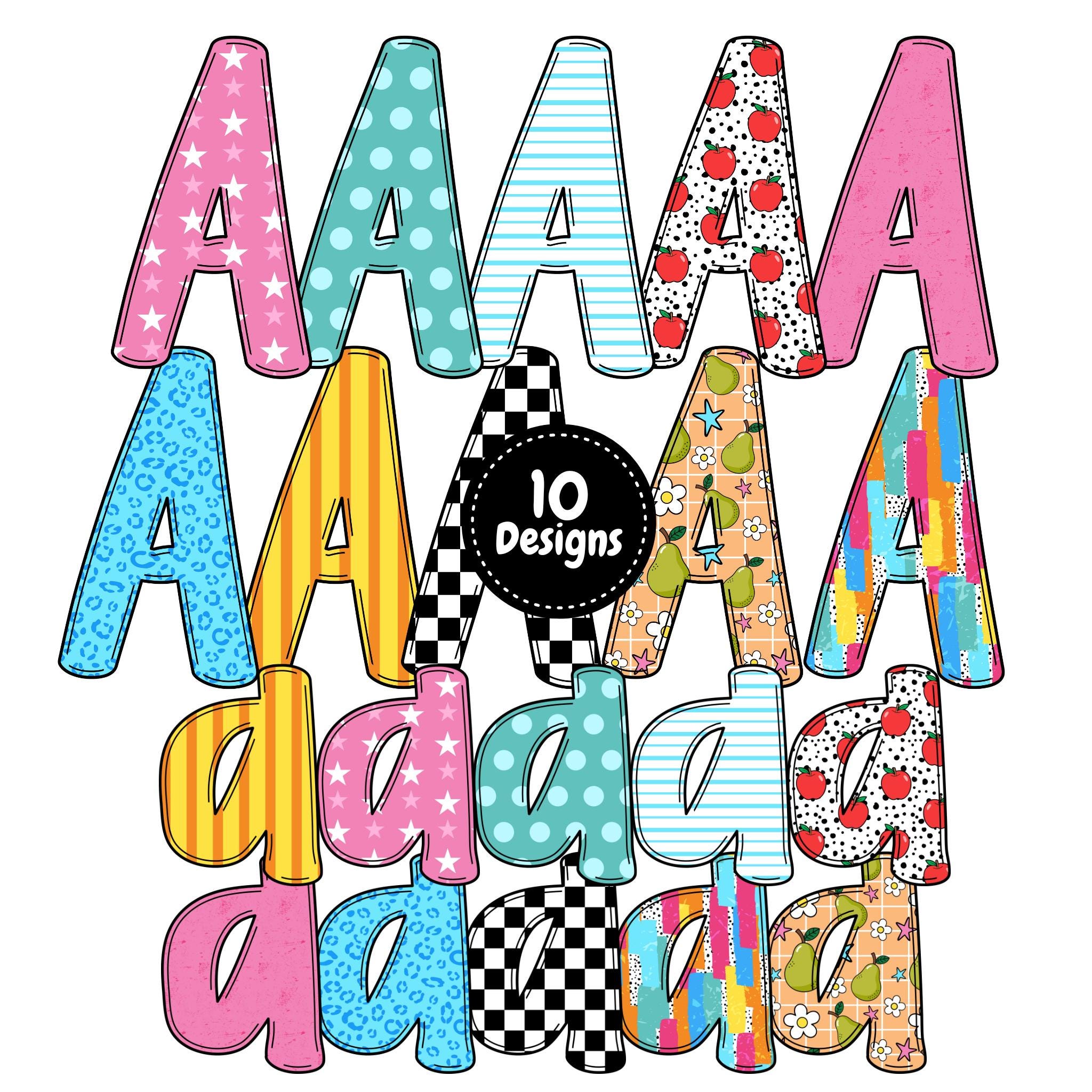Preppy Retro Back to School Teacher Alphabet | Doodle Alpha Font ...