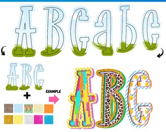 Preppy Canva doodle frames | Canva frames bundle | Font Canva Frame |  Fill in Alphabet | Autumn Fall School | hand drawn letters