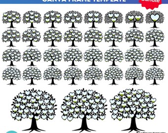 Marcos de Canva de árbol genealógico / collage de árbol genealógico / plantilla de árbol de corazón / Canva arrastrar y soltar / Canva arrastrar y soltar /
