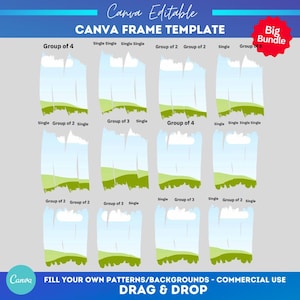 Pacchetto di modelli di cornici per pennellate Canva / Vernice disordinata / trascina e rilascia / Crea il tuo png / cornice per pennellate / Pennellate Canva