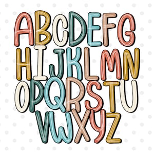 scribble lines png, Boho color palette, doodle alpha, Retro Doodle, Scribble Alphabets, white center line Sublimation Designs