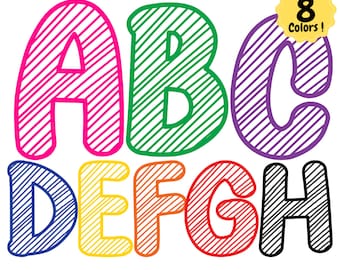 Kids Scribble Letters PNG, Kid School font, Bright Doodle Alphabet, Alpha Set, Teacher font, Hand Drawn Alpha pack, Grunge Alphabet PNG