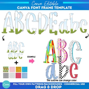 Canva letter frame school | Handwriting Canva frame png Alphabet | Drag and drop | Fill Template | Font Alphabet | Canva alpha fonts