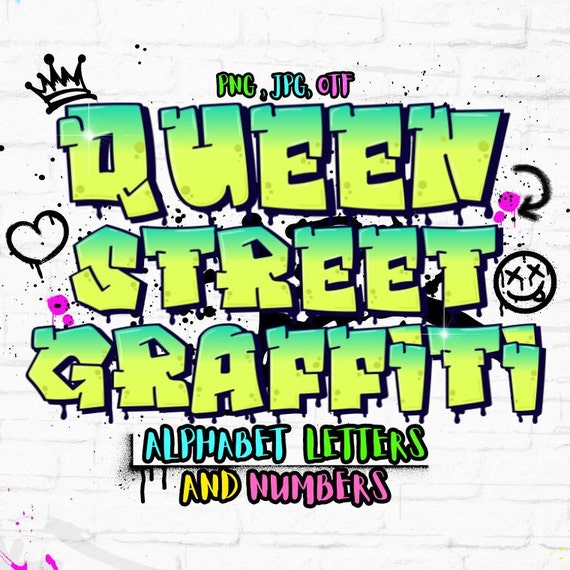 Monster Street Graffiti Alphabet Letters & Numbers PNG File