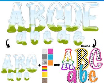 Canva Doodle Alpha Set Template | Canva Frame Monogram | Canva Letters | Summer and Spring Design | Canva Template | Doodle alphabet font