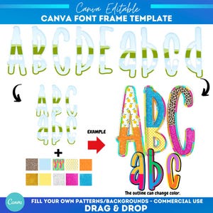 3 Layer Canva frame font Alphabet | Sublimation | Custom Fill Pattern | Design your own letters | Canva Frame Monogram | Canva alpha fonts