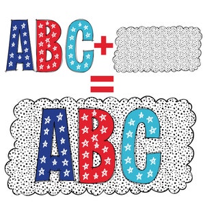 Independence day Alphabet png bundle with background, America PNG, 4th of July PNG,  Usa Flag Png, Bright USA Flag Doodle, Dalmatian Dots