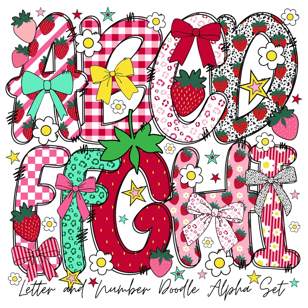 Preppy Summer Strawberry Alphabet PNG | Summer Vibes Letter ...
