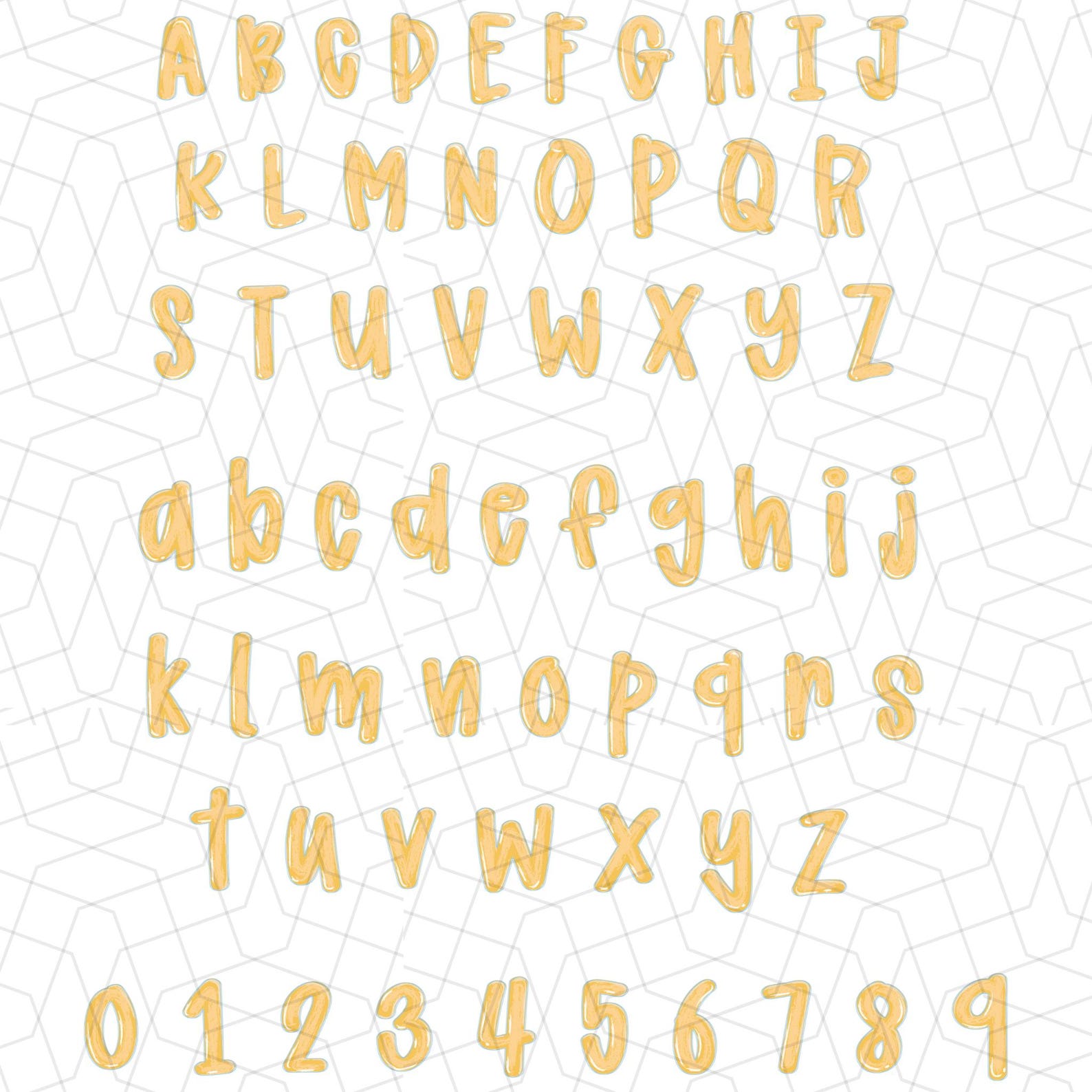Preppy Brush Stroke Summer Alphabet Png | Doodle Alpha Font Letter and ...