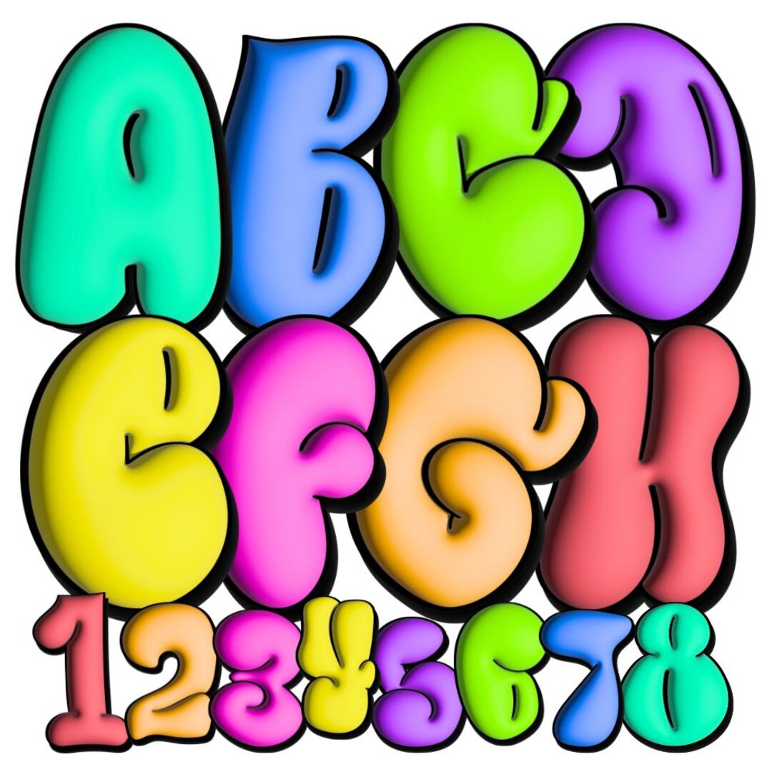 Graffiti Back to School 3D Inflated Puffy Neon Alphabet & Numbers: 3D ...