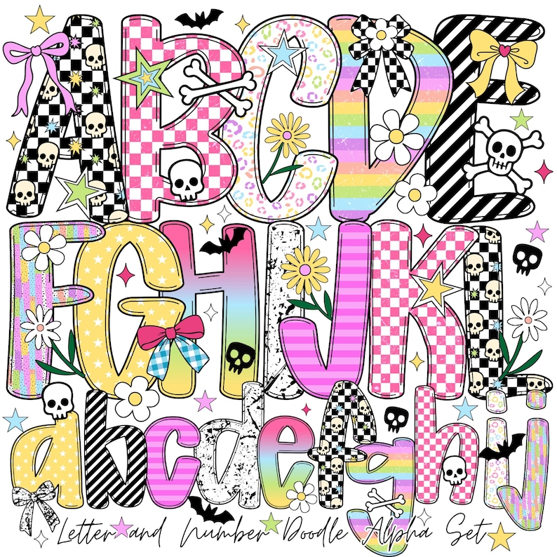 Preppy Funny Anxiety Alphabet Letters | Doodle Alpha Font Letter and ...
