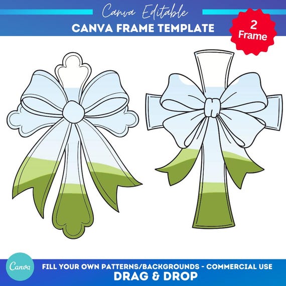 Cross Coquette Bow Canva Frame | Easter coquette png | Easter vibes png | preppy Easter png | drag and drop  | fill your own custom frames