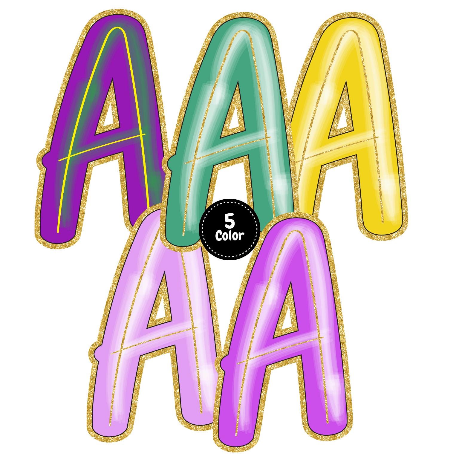 Preppy Mardi Gras Alphabet Png | Doodle Alpha Font Letter and Number ...