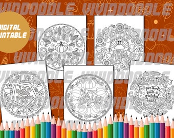 Turkey Thanksgiving coloring, fall coloring, autumn coloring printable Instant Download, kids coloring pages, adult coloring pages