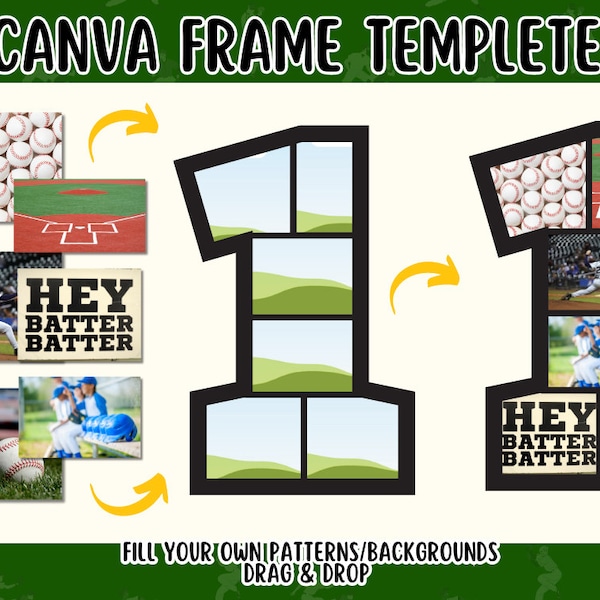 Canva Frames Templates , Editable Canva template for a numbered photo collage, ideal for birthdays, anniversaries