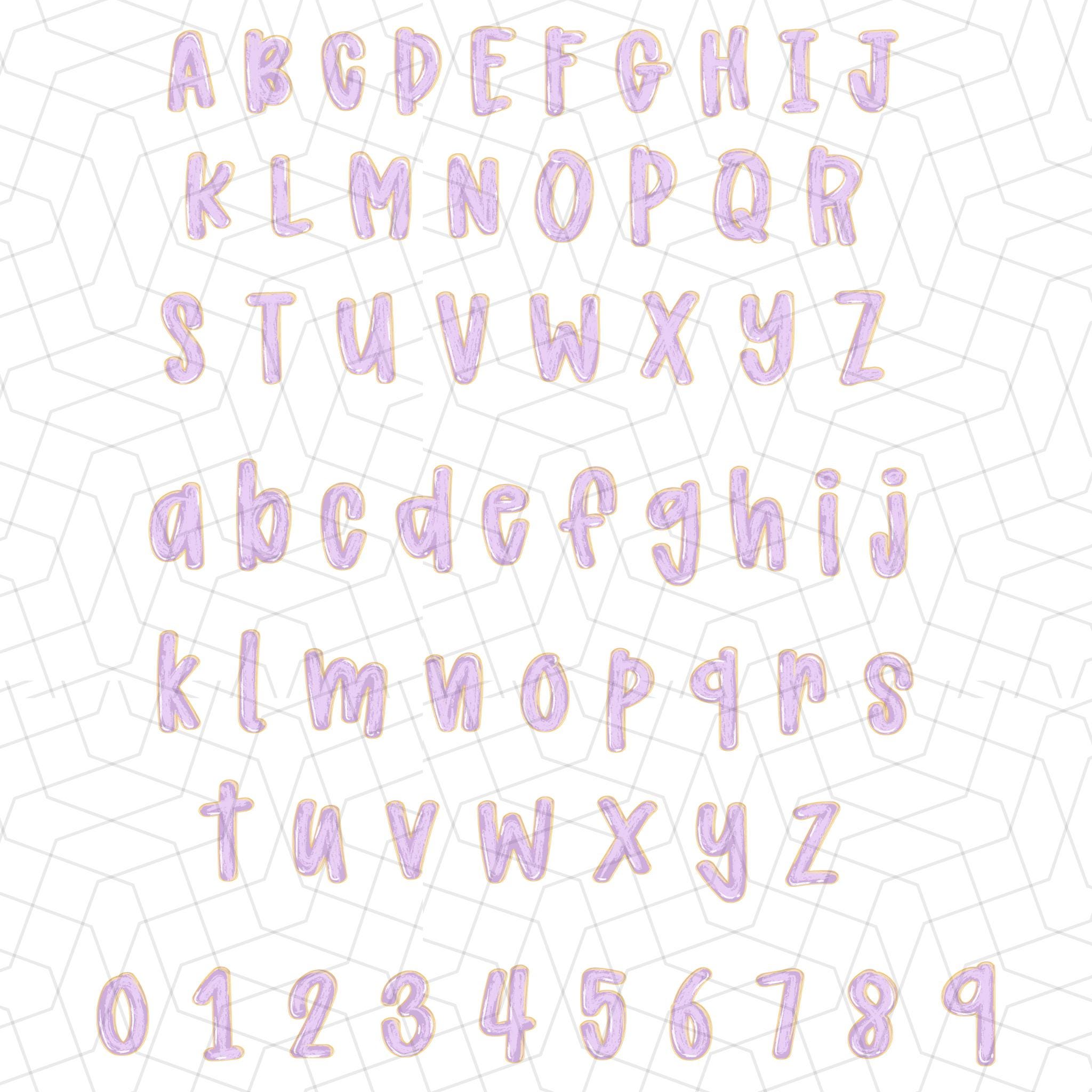 Preppy Brush Stroke Easter Alphabet Png | Doodle Alpha Font Letter and ...