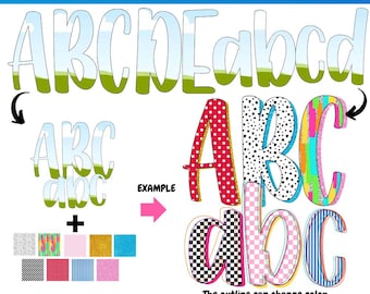 Preppy Alphabet Letters and Numbers Bundle Canva Frame Template | Sublimation | Font Canva Frame |  Fill in Alphabet | Canva Frame Monogram