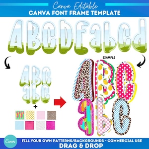 canva font frames lowercase and uppercase Template | Sublimation | Fill in Font Alphabet | Canva Frame Doodle | Canva alpha fonts