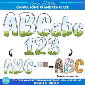 Fill your own letters on canvas | Canva Frame Template Alphabet | Custom Fill Pattern | Sublimation Design | Women’s, Kids Shirt