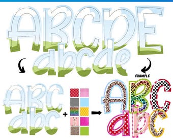 Preppy Buchstabe und Zahl Canva Rahmen Vorlage | Sublimationsdruck | Benutzerdefiniertes Füllmuster | Schriftart Leinwandrahmen |  Bitte Alphabet | ausfüllen Sommerschule