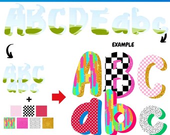 Preppy Doodle Letter Canva Frame Template | Sublimation | Custom Fill Pattern | Font Canva Frame |  Fill in Alphabet | Canva Frame Monogram