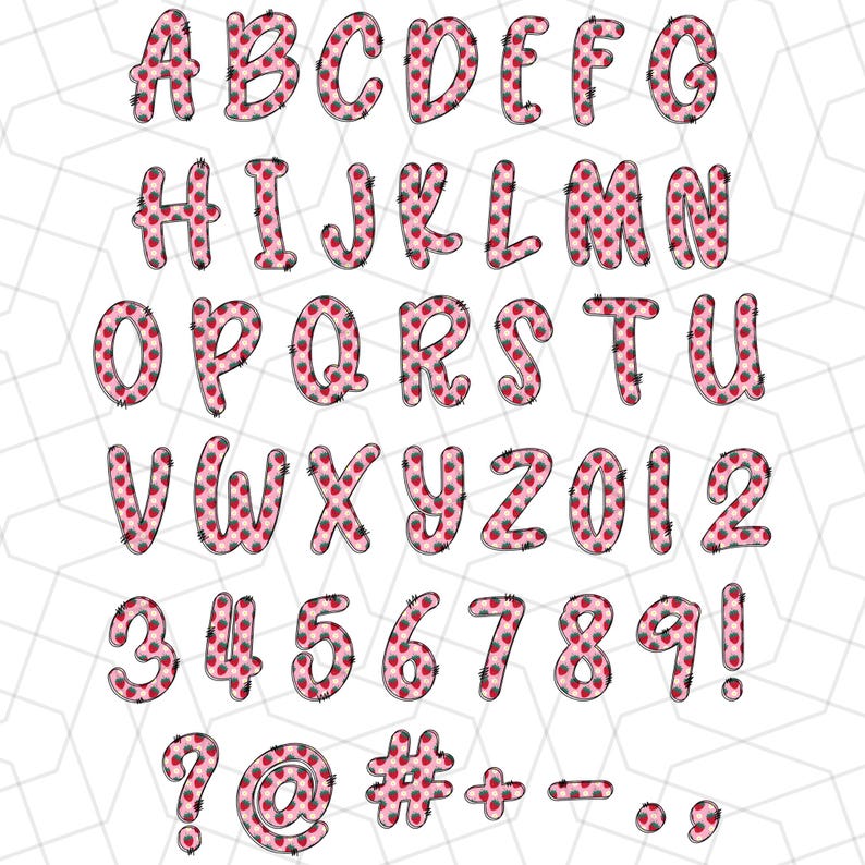 Preppy Summer Strawberry Alphabet PNG | Summer Vibes Letter ...