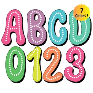 Bright Groovy dalmation dots png, polka dot alphabet png, marquee letters png, doodle dot font, retro font, dot alphabet png, Dalmatian font