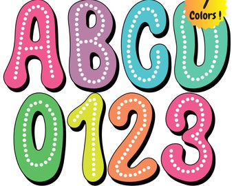 Bright Groovy dalmation dots png, polka dot alphabet png, marquee letters png, doodle dot font, retro font, dot alphabet png, Dalmatian font