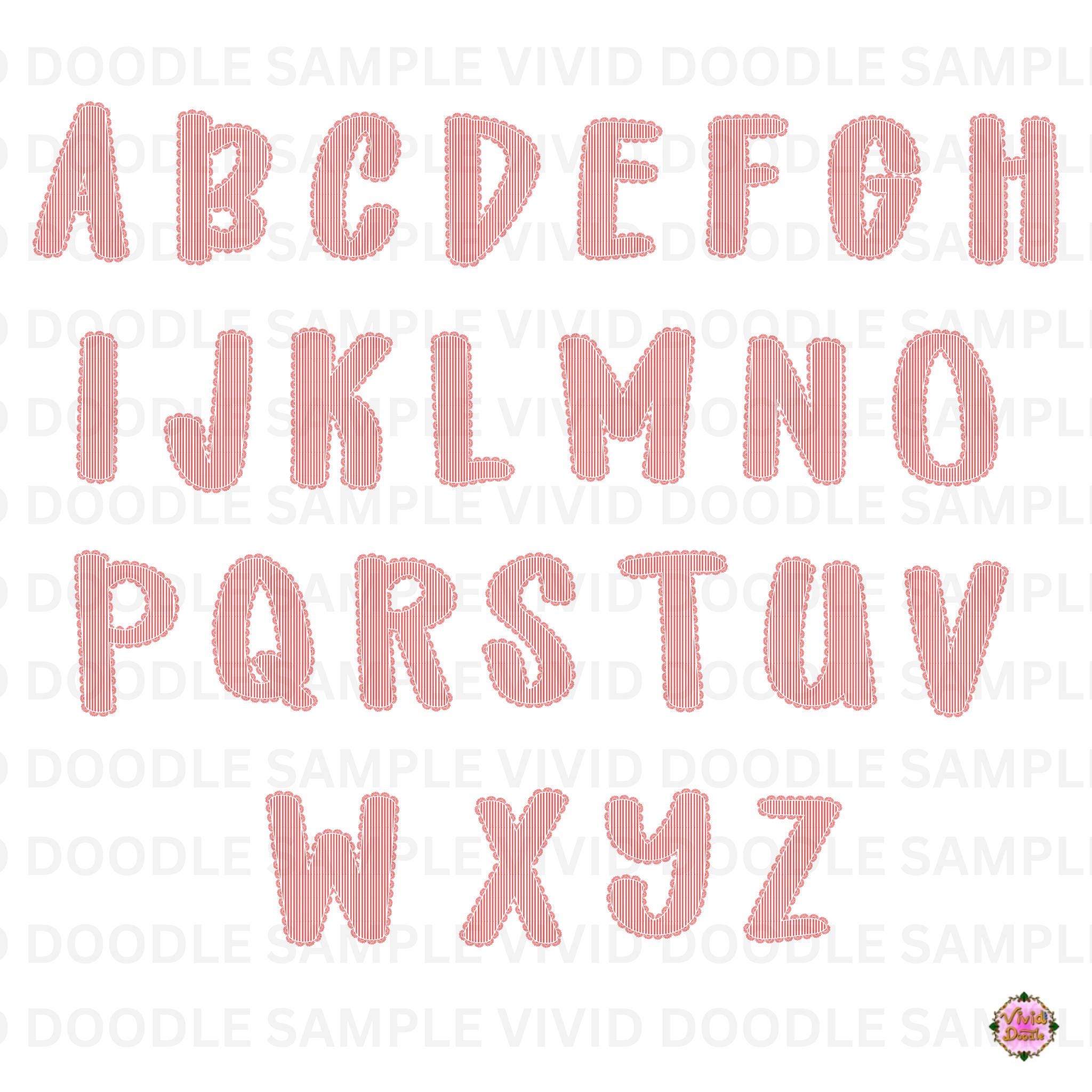 Preppy Lace Striped Alphabet Alphabet PNG | Doodle Alpha Font | Cute ...