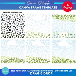 Cornice Canva alla moda con sfondo leopardato / Canva trascina e rilascia / Sfondo ghepardo / Cornice Canva personalizzata / Canva modificabile