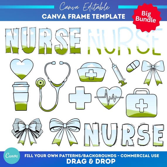 Nurse Canva stethoscope | Nurse life | Coquette Bow Clip Art | Coquette Canva Templates | drag and drop Canva frames | make your own png