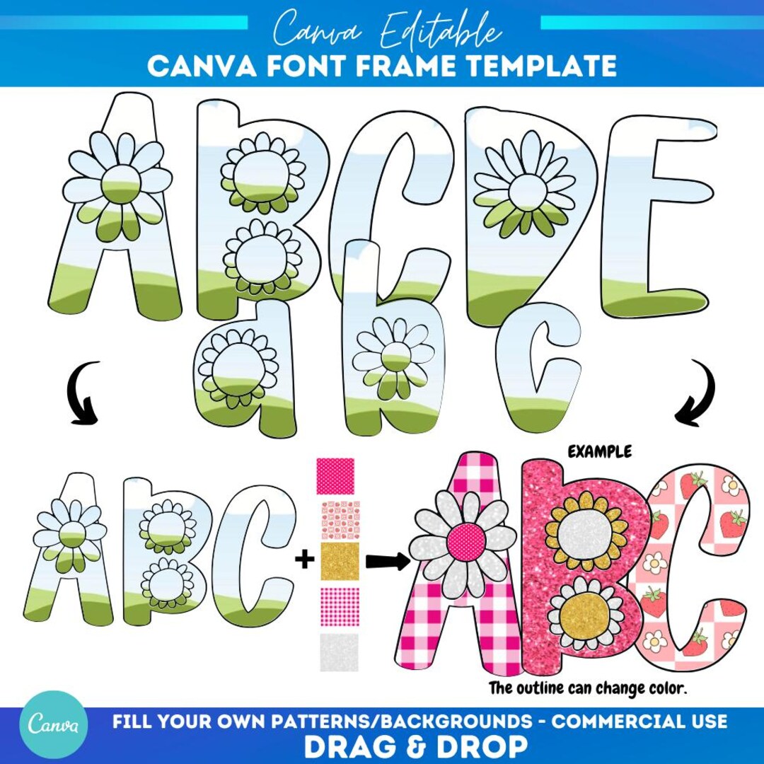 Flower Canva Alpha Frame | Sublimation Design | Custom Fill Pattern ...