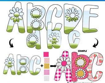 Flower Canva Alpha Frame | Sublimation Design | Custom Fill Pattern | Floral Font Canva Frame |  Fill in Alphabet | Canva Frame Monogram |