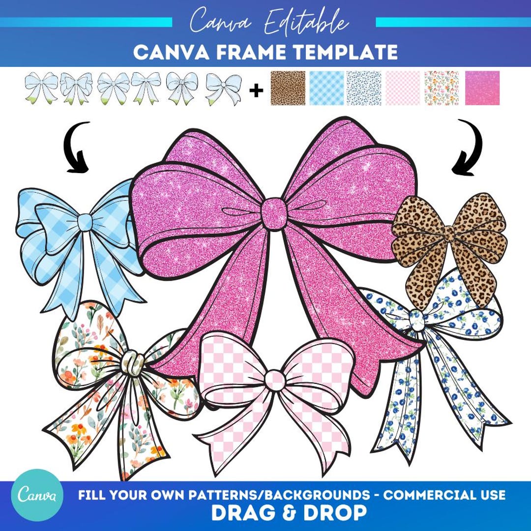 Coquette Canva Templates Bundle | Drag and Drop Canva Frames ...