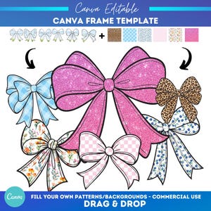 Pacchetto di modelli Canva Coquette / Cornici Canva trascina e rilascia / Natale / San Valentino / Festività / Modello cornice Canva
