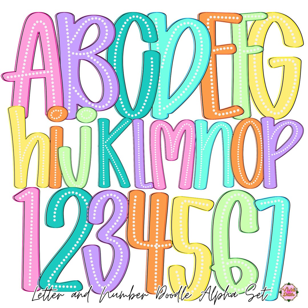 Preppy Happy Easter Alphabet PNG | Doodle Alpha Font | School Teacher ...