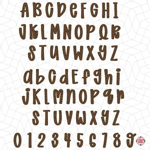 May include: A digital alphabet and number set featuring uppercase and lowercase letters A through Z and digits 0 through 9. Each character is rendered in a rounded, bold font with a brown and black leopard print pattern throughout.