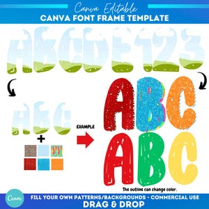 Back to school Canva Frame Template Alphabet Letters | Doodle Canva Frame | Fill in Font Alphabet | Canva Frame Doodle | Canva alpha fonts