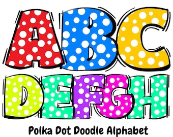 Bright Bubble Polka dot colorful letters png, Dalmatian Alphabet bundle, polka dot alphabet png, marquee letters png, Doodle dot font