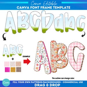 Fall Preppy Canva lace alpha template | Lace Border Alphabet | Lace Canva Doodle Letters | Canva Frame Monogram | Canva Letters