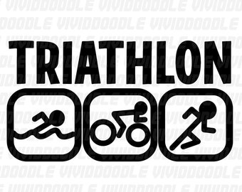 Triathlon Swim Bike Run Figure with Text svg Digital Download